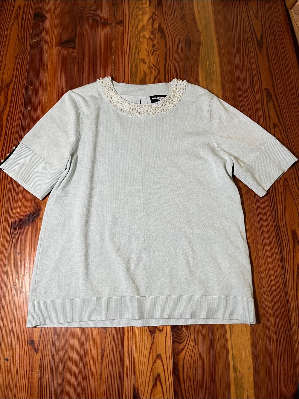 Karl Lagerfeld Short-Sleeve Sweater, Size Large